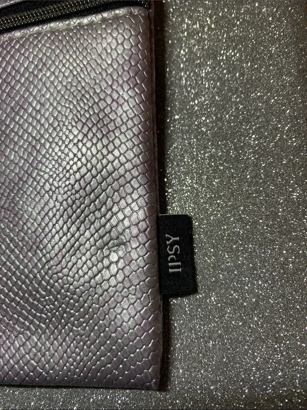Ipsy Metallic Lavender Textured Pouch